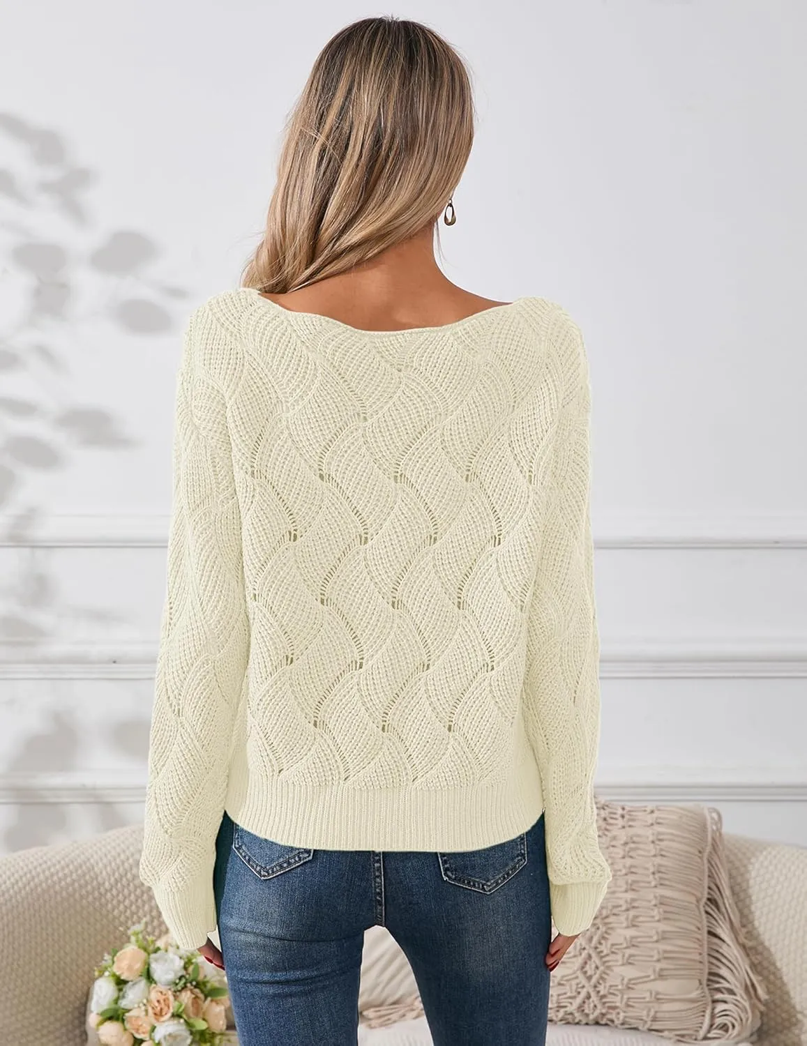 Womens Sexy Off The Shoulder Sweater Spring 2025 Trendy Lightweight Cute Crochet Knit Color Block Pullover Top