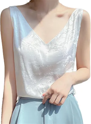Womens Silk Camisole Silk Basic Tank Tops Casual Classic Top Loose