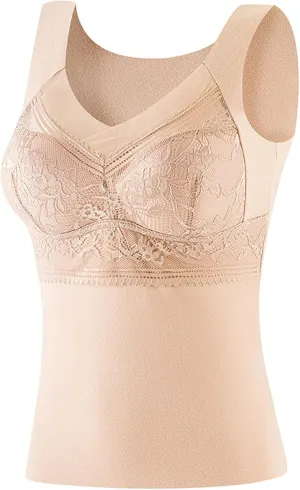 Womens Sleeveless Thermal Tank Tops Comfy Lace Warm Camisole Basic Thin Comfy Underwear Fall Baselayer V Neck Vest