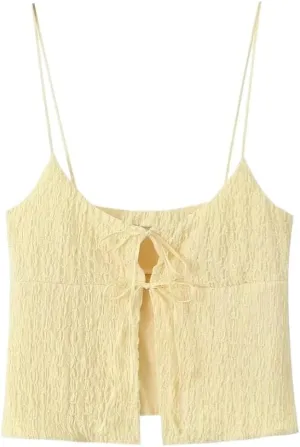 Women's Summer Casual Camisole Top with French Texture and Backless Design