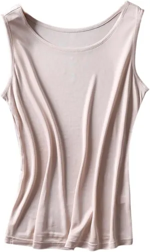 Womens Tank Top Silk Sleeveless Shirts Crewneck Under Shirts Basic Undershirts