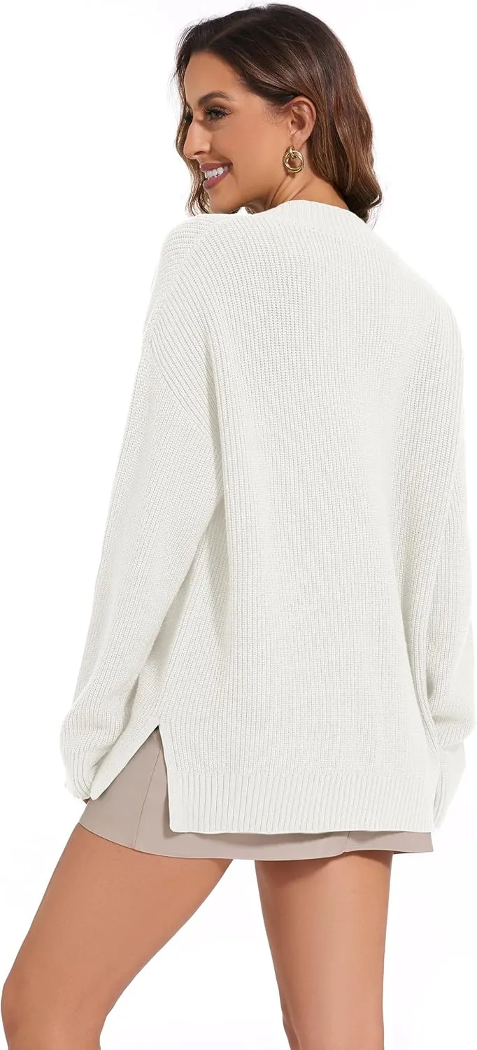 Women's V Neck Oversized Sweaters for Women Off Shoulder Loose Knit Jumper Pullover Tops