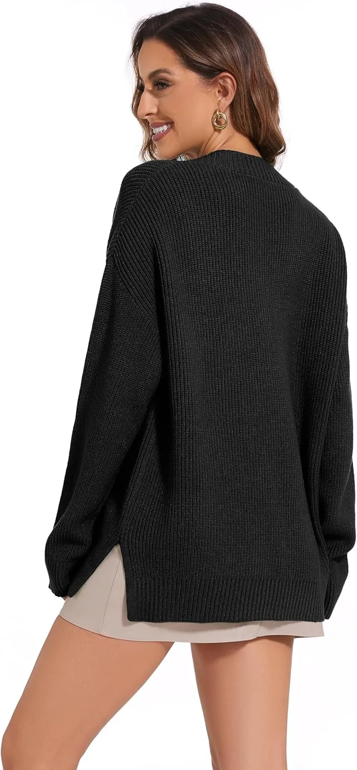 Women's V Neck Oversized Sweaters for Women Off Shoulder Loose Knit Jumper Pullover Tops