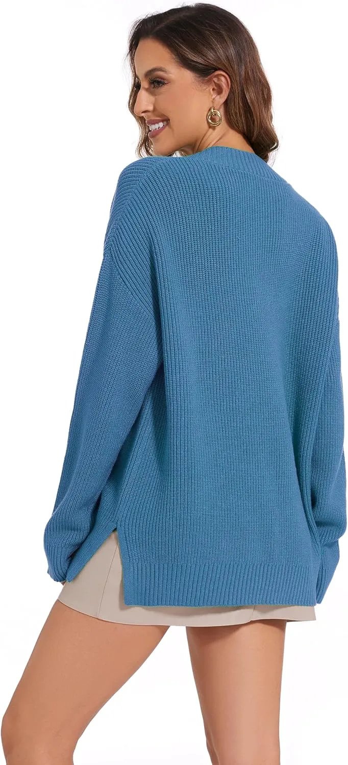 Women's V Neck Oversized Sweaters for Women Off Shoulder Loose Knit Jumper Pullover Tops