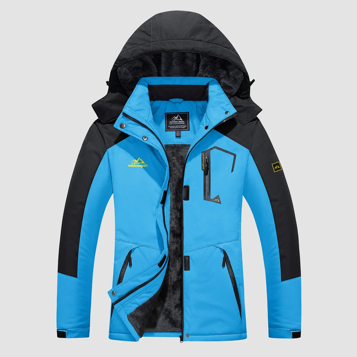 Women's Water-Resistant Fleece Ski Jacket with 4 Pockets - Warm Parka