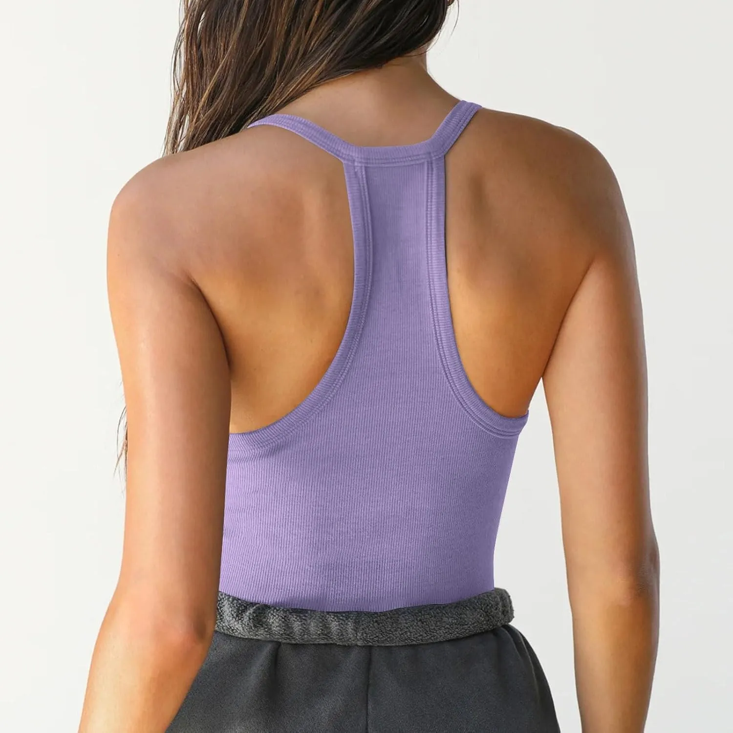 Womens Workout Camisole Tops Sexy Low Cut Tank Top Solid Summer Sleeveless Shirts Slim Fit Camis for Gym Running Yoga