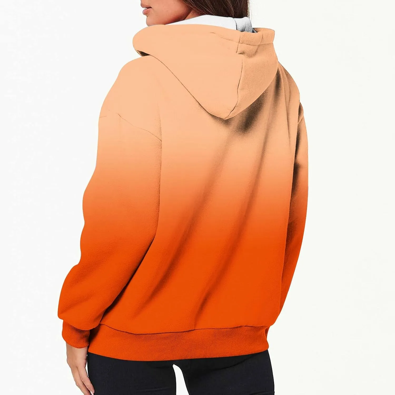 Womens Zip Up Hoodies Sherpa Lined Fleece Thermal Jacket Full Zip Long Sleeve Sweatshirts Gradient Color Shirts Coat