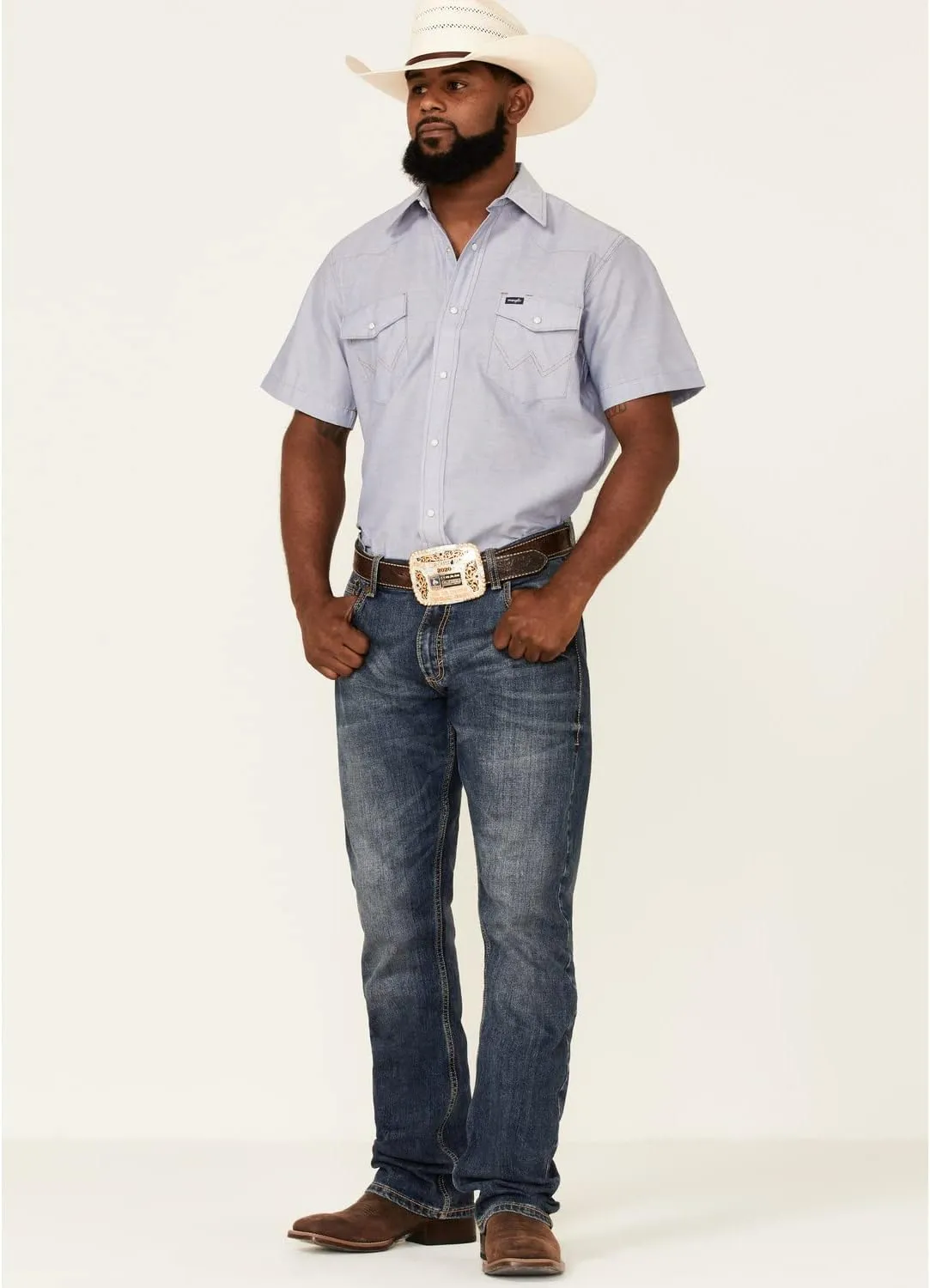 Wrangler Men's Short Sleeve Western Snap Work Shirt
