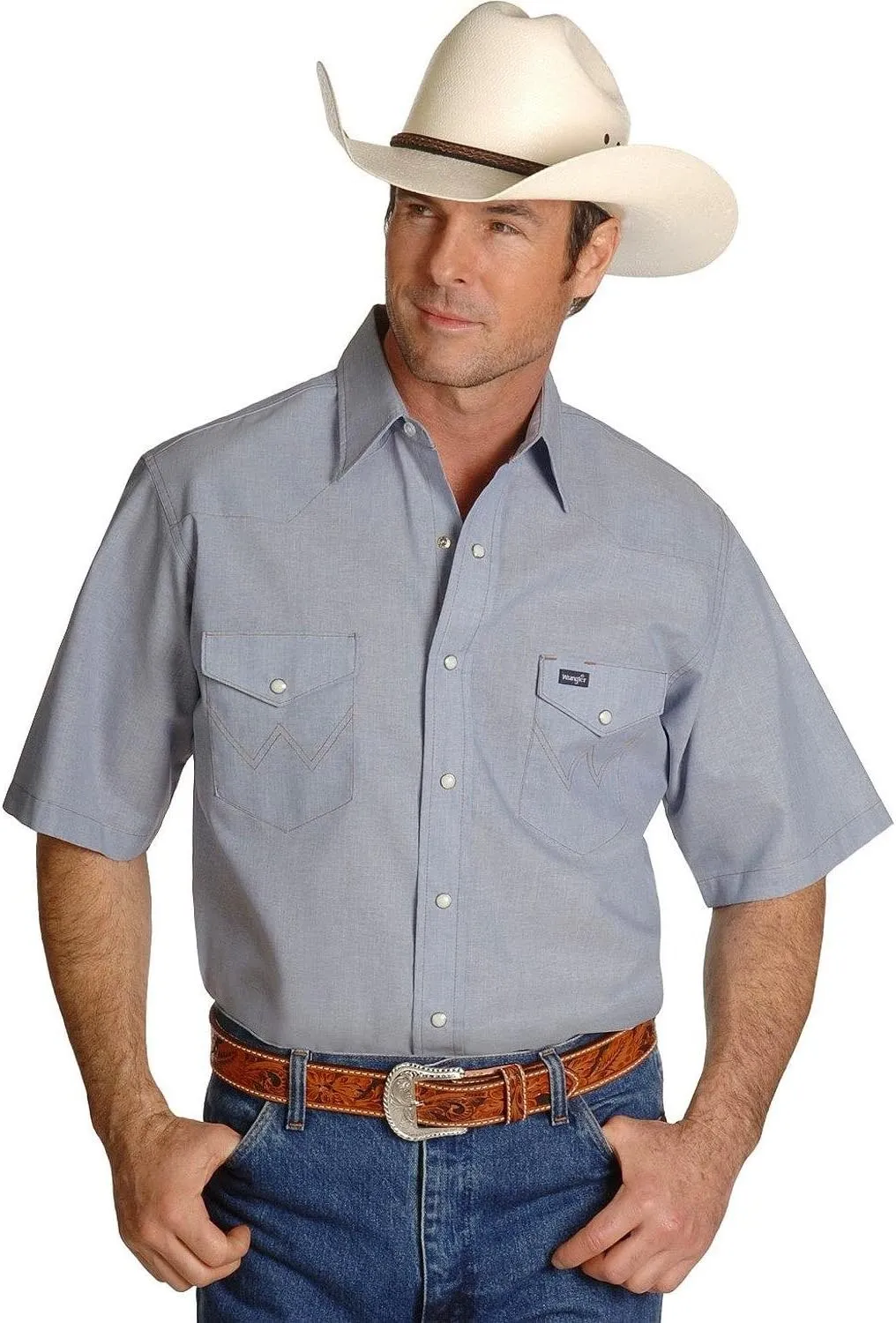 Wrangler Men's Short Sleeve Western Snap Work Shirt