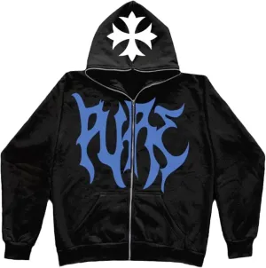 Y2K Zip Up Hoodie for Men Women Star Graphic Letter Print Long Sleeve Sweatshirt Aesthetic Oversized Harajuku Jacket