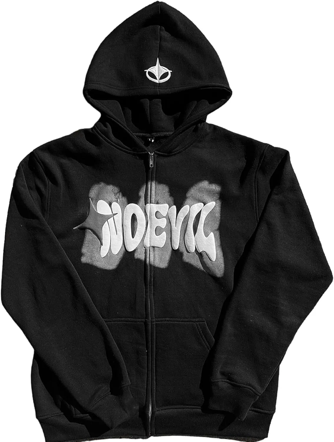 Y2K Zip Up Hoodie for Men Women Star Graphic Letter Print Long Sleeve Sweatshirt Aesthetic Oversized Harajuku Jacket