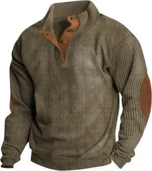 Ymosrh Men's Sweatshirt European Size Outdoor Casual Standing Collar Long-Sleeved Sweater Crewneck Sweatshirts, S-5XL