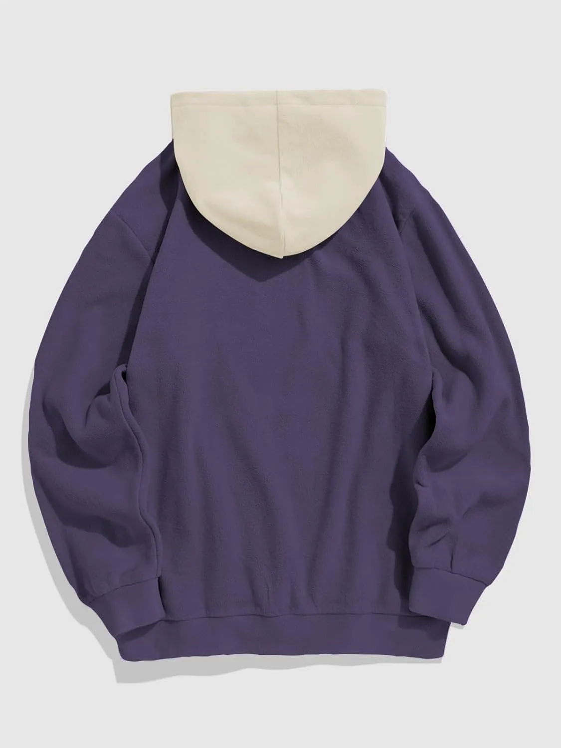 ZAFUL Men's Hooded Sweatshirt, Letter Mountain Graphic Embroidery Plush Fleece Casual Drawstring Pullover Hoodie