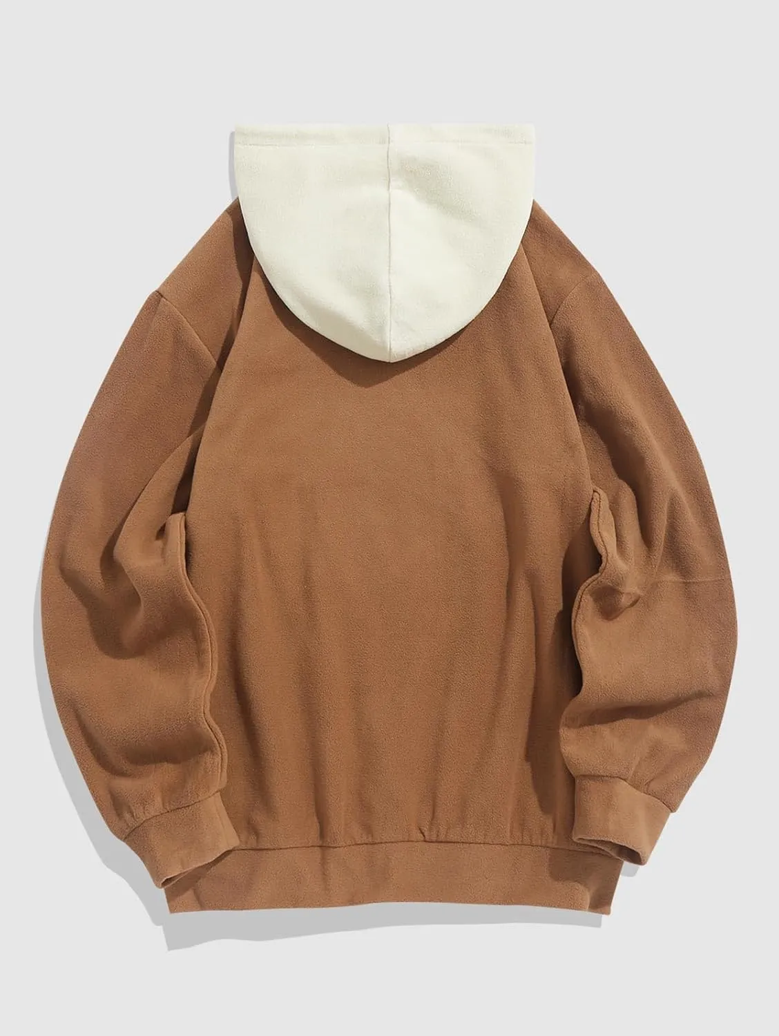 ZAFUL Men's Hooded Sweatshirt, Letter Mountain Graphic Embroidery Plush Fleece Casual Drawstring Pullover Hoodie