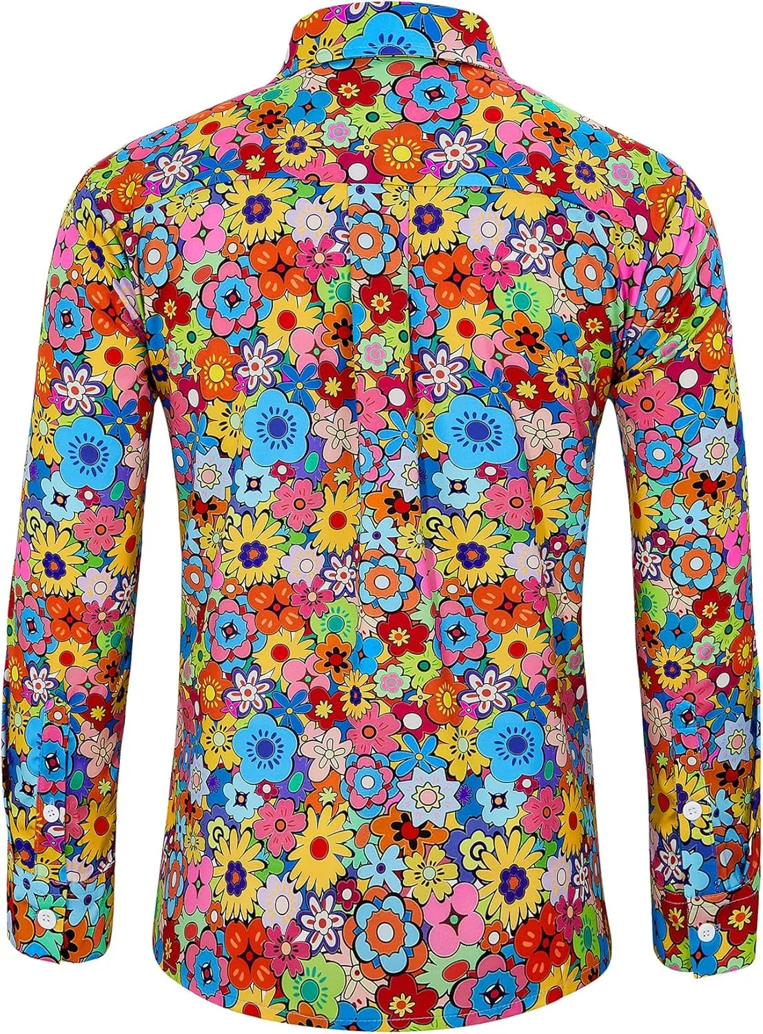Zando Mens 70s Disco Shirt Retro Casual Button Down Disco Outfit Men Floral Vintage Long Sleeve Hip Hop Party Outfit Shirt