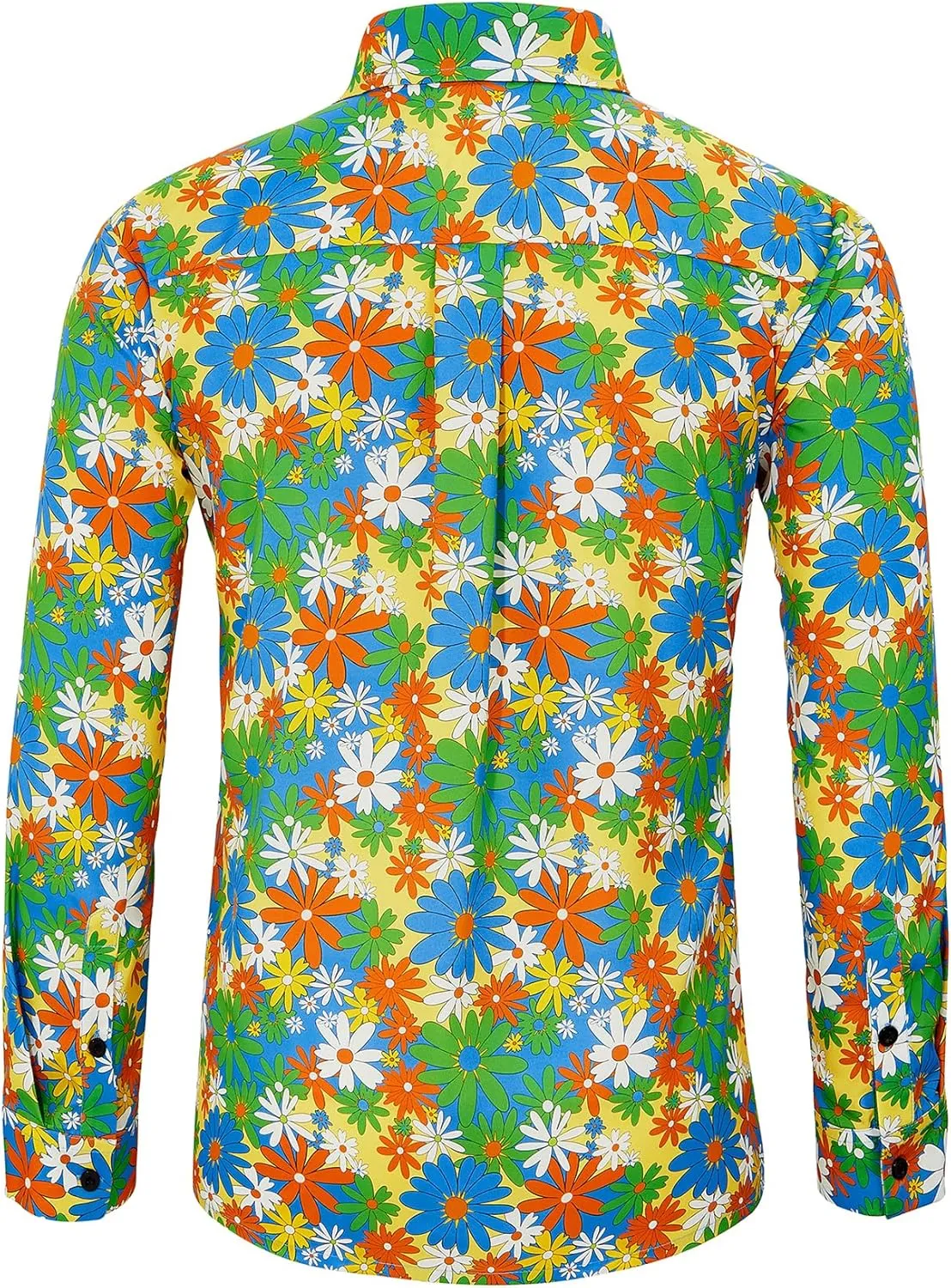 Zando Mens 70s Disco Shirt Retro Casual Button Down Disco Outfit Men Floral Vintage Long Sleeve Hip Hop Party Outfit Shirt