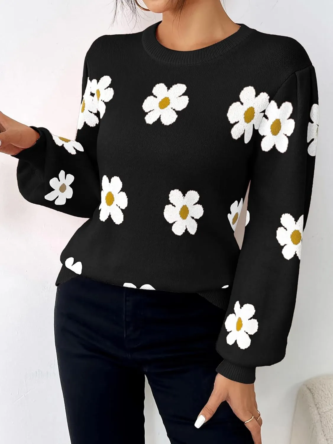 Zeagoo Womens Sweaters Fall 2024 Fashion Trendy Long Sleeve Sweaters Ribbed Knit Winter Outfits Puff Pullover Jumper Tops