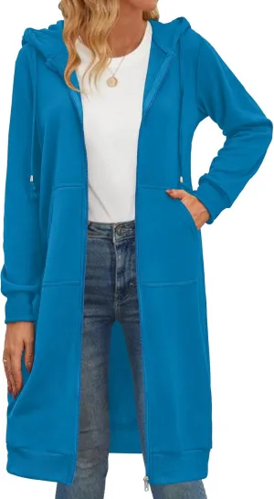 Zeagoo Women's Zip Up Hoodies Oversized Fleece Long Tunic Sweatshirts Casual Long Sleeve 2025 Fall Hoodie Jacket Coat